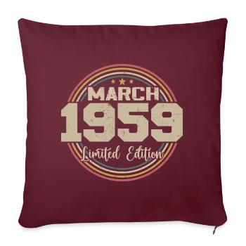 Awesome seit März 1959 Geburtstag 1959 Geschenk - Sofakissenbezug 45 x 45 cm - Burgunderrot - Vorne