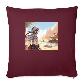 Manga Fille du désert - Housse de coussin décorative 45 x 45 cm - bordeaux - Devant