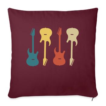 guitare rétro vintage - Housse de coussin décorative 45 x 45 cm - bordeaux - Devant