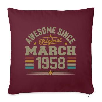 Geschenkidee zum Geburtstag März 1958, Jahrgang 1958 - Sofakissenbezug 45 x 45 cm - Burgunderrot - Vorne