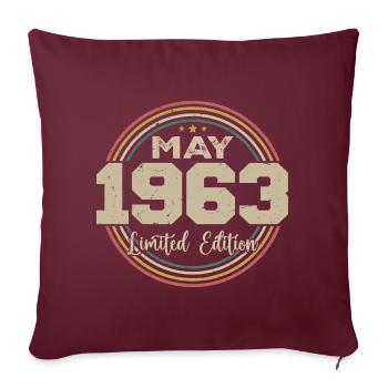 Mai 1963 Vintage Nées En Mai 1963 Anniversaire - Housse de coussin décorative 45 x 45 cm - bordeaux - Devant