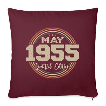 Mai 1955 Vintage Nées En Mai 1955 Anniversaire - Housse de coussin décorative 45 x 45 cm - bordeaux - Devant