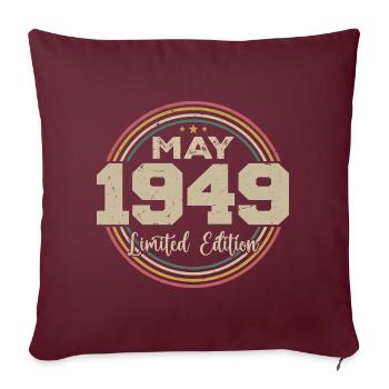 Mai 1949 Vintage Nées En Mai 1949 Anniversaire - Housse de coussin décorative 45 x 45 cm - bordeaux - Devant