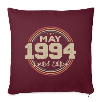 Mai 1994 Vintage Nées En Mai 1994 Anniversaire - Housse de coussin décorative 45 x 45 cm - bordeaux - Devant