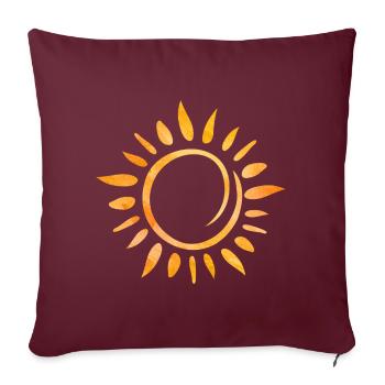 Die Sonne mit Sonnenstrahlen gemalt Sonne the Sun - Sofakissenbezug 45 x 45 cm - Burgunderrot - Vorne