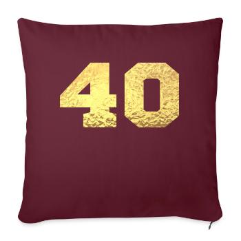 Numéro 40 paillettes doré - 40e anniversaire - Housse de coussin décorative 45 x 45 cm - bordeaux - Devant