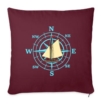 Kompass Segelschiff Schiff Schiffe Reise - Sofakissenbezug 45 x 45 cm - Burgunderrot - Vorne