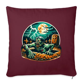 Joyeux Halloween Zombie Cimetière Pleine Lune - Housse de coussin décorative 45 x 45 cm - bordeaux - Devant