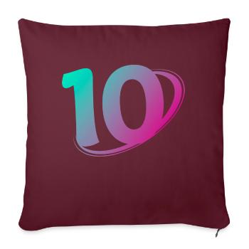Numéro 10 multicolore - Housse de coussin décorative 45 x 45 cm - bordeaux - Devant