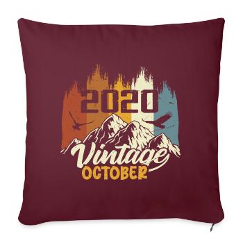 Né en octobre 2020 - Anniversaire octobre 2020 - Housse de coussin décorative 45 x 45 cm - bordeaux - Devant