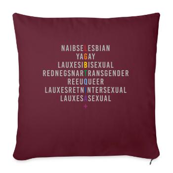 Reflet du drapeau arc-en-ciel LGBTQIA+ - Housse de coussin décorative 45 x 45 cm - bordeaux - Devant