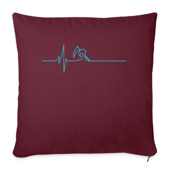 Électrocardiogramme - La Mort - Bleu - Housse de coussin décorative 45 x 45 cm - bordeaux - Devant