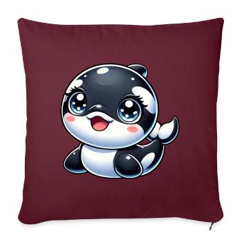 Orque heureuse - Housse de coussin décorative 45 x 45 cm - bordeaux - Devant
