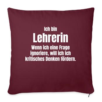 Lehrerin - Sofakissenbezug 45 x 45 cm - Burgunderrot - Vorne