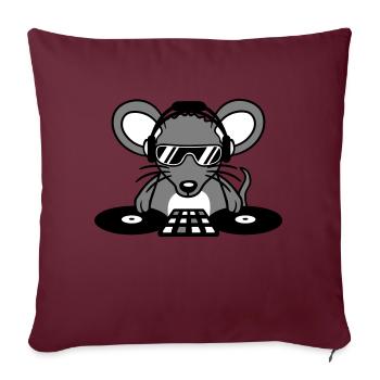 Souris DJ Lunettes de soleil Casque Fête Célébrer la musique - Housse de coussin décorative 45 x 45 cm - bordeaux - Devant