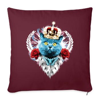 Blue Cat Le papillon bleu roi - Cat chat - Housse de coussin décorative 45 x 45 cm - bordeaux - Devant