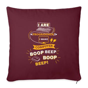 Programmierer Tshirt Geschenk Lustig Boop Beep - Sofakissenbezug 45 x 45 cm - Burgunderrot - Vorne