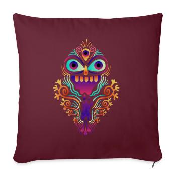 Goa Sugar Skull Psytrance - Sofakissenbezug 45 x 45 cm - Burgunderrot - Vorne