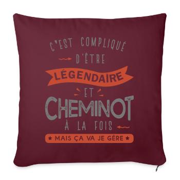 métier CHEMINOT papa, papy cheminot cadeau - Housse de coussin décorative 45 x 45 cm - bordeaux - Devant