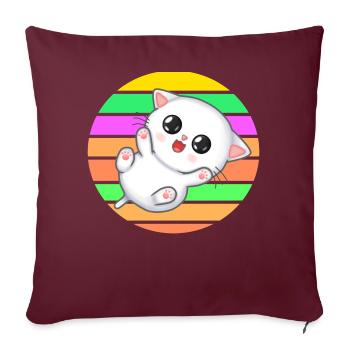 Bébé chaton au coucher du soleil - Housse de coussin décorative 45 x 45 cm - bordeaux - Devant
