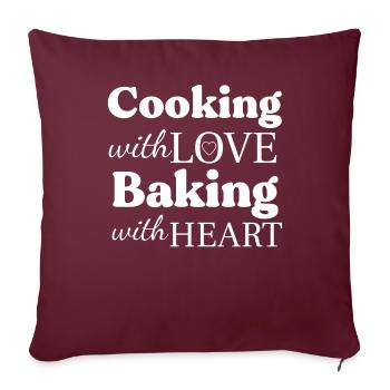 Cooking with Love Baking with Heart - Housse de coussin décorative 45 x 45 cm - bordeaux - Devant