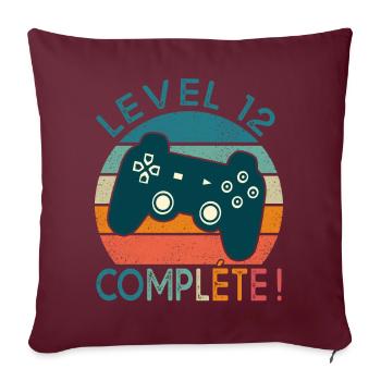 Level 12 cadeau geek anniversaire 12 ans gamer - Housse de coussin décorative 45 x 45 cm - bordeaux - Devant