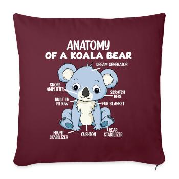 Anatomie eines Koala-Bären - Sofakissenbezug 45 x 45 cm - Burgunderrot - Vorne