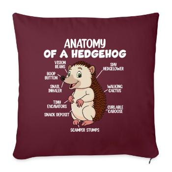 Anatomie d’un hérisson - Housse de coussin décorative 45 x 45 cm - bordeaux - Devant