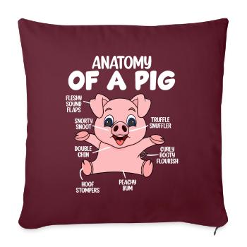 Anatomie d’un cochon - Housse de coussin décorative 45 x 45 cm - bordeaux - Devant