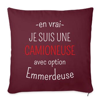 Camioneuse avec option Emmerdeuse - Housse de coussin décorative 45 x 45 cm - bordeaux - Devant