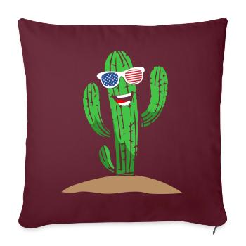 Trendy Cactus USA Art T-Shirts - Housse de coussin décorative 45 x 45 cm - bordeaux - Devant