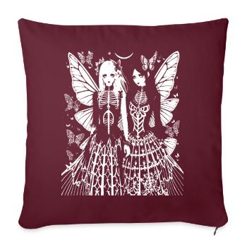 Fairycore Ästhetik Grunge Skelett Fee Goth G - Sofakissenbezug 45 x 45 cm - Burgunderrot - Vorne