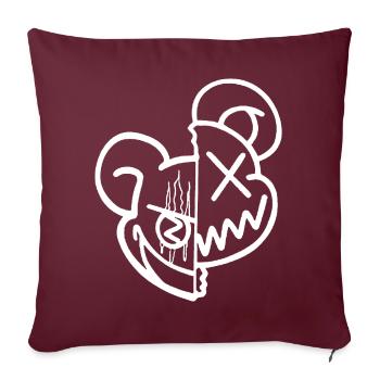 Ours en peluche étourdi - Housse de coussin décorative 45 x 45 cm - bordeaux - Devant