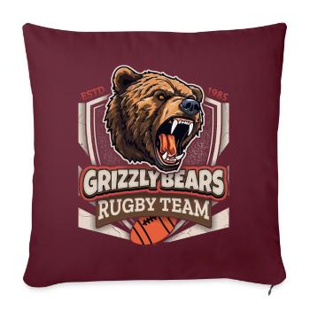 Rugby, Équipe des Grizzly-Bears, Logo Grizzlybären - Housse de coussin décorative 45 x 45 cm - bordeaux - Devant