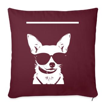 Lustiger Chihuahua mit Sonnenbrille Chihuahuas - Sofakissenbezug 45 x 45 cm - Burgunderrot - Vorne