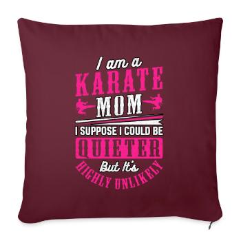 Maman karaté - Housse de coussin décorative 45 x 45 cm - bordeaux - Devant