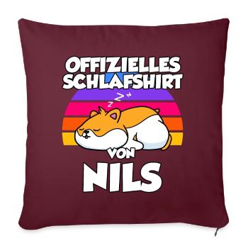 Offizielles Schlafshirt Von Nils - Sofakissenbezug 45 x 45 cm - Burgunderrot - Vorne