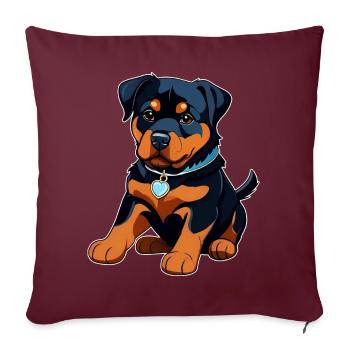 Chiot Rottweiler mignon - Housse de coussin décorative 45 x 45 cm - bordeaux - Devant