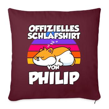 Offizielles Schlafshirt Von Philip - Sofakissenbezug 45 x 45 cm - Burgunderrot - Vorne