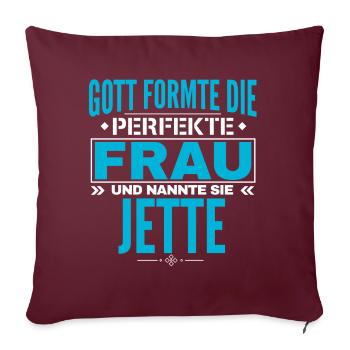 Conception du nom de Jette - Housse de coussin décorative 45 x 45 cm - bordeaux - Devant