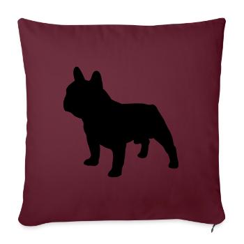 Le Bouledogue Français et son ombre. - Housse de coussin décorative 45 x 45 cm - bordeaux - Devant