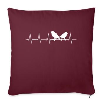 J’aime les oiseaux - battement de coeur - Housse de coussin décorative 45 x 45 cm - bordeaux - Devant