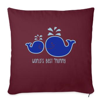 Wal - Mama - enfant - poisson - la meilleure maman - Housse de coussin décorative 45 x 45 cm - bordeaux - Devant