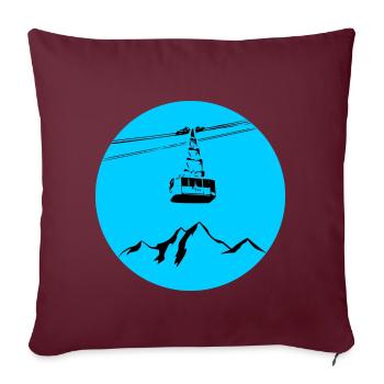Montagne avec gondole bleu noir - Housse de coussin décorative 45 x 45 cm - bordeaux - Devant