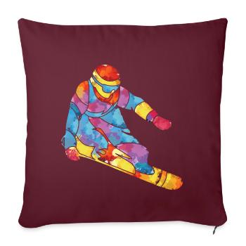 Snowboard snowboarder snowboard cadeau d'hiver - Housse de coussin décorative 45 x 45 cm - bordeaux - Devant