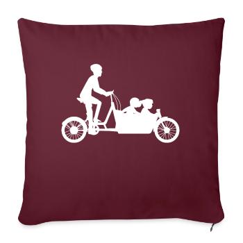 Papa avec des enfants sur le vélo cargo pour la fête des pères - Housse de coussin décorative 45 x 45 cm - bordeaux - Devant