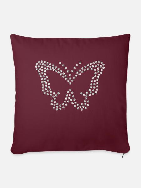 Diamant Schmetterling silber - Sofakissenbezug 45 x 45 cm - Burgunderrot
