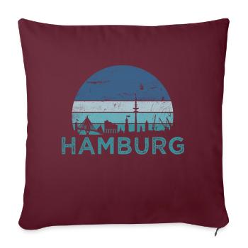 Hansestadt Hambourg Skyline Hamburger Hafen Retro - Housse de coussin décorative 45 x 45 cm - bordeaux - Devant