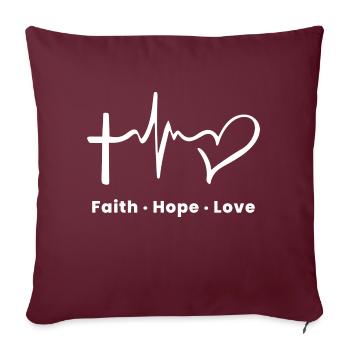 Foi Espérance Amour - Vêtements chrétiens - Housse de coussin décorative 45 x 45 cm - bordeaux - Devant