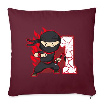 Ninja Fighter Anniversaire Garçon 1 An Ninjas - Housse de coussin décorative 45 x 45 cm - bordeaux - Devant